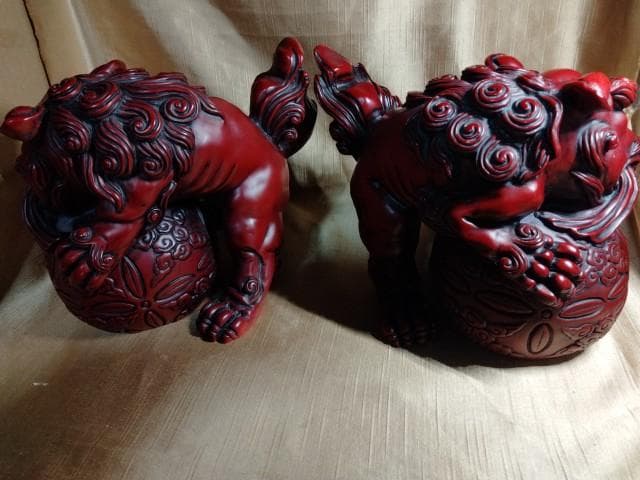 重量級　シーサー 獅子 縁起置物 寿山石　1個5kg　20x21x19cm