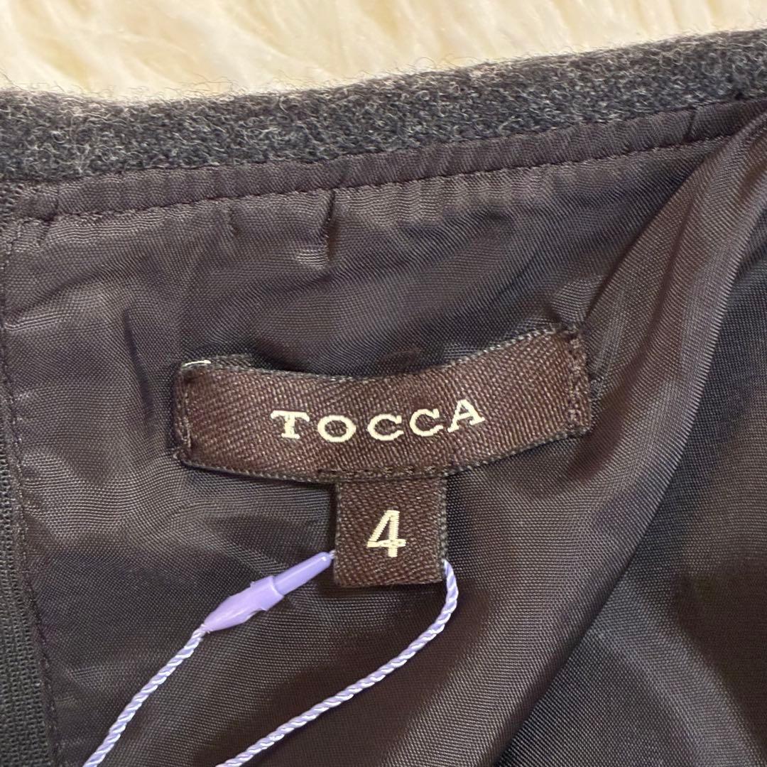 ★新品ダグ付★TOCCAトッカリボン使いウールワンピース定価4.1万グレー