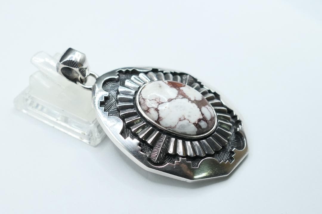 美品　SAAD　サード　ワイルドホース　ホワイトターコイズ　ネックレス　トップ