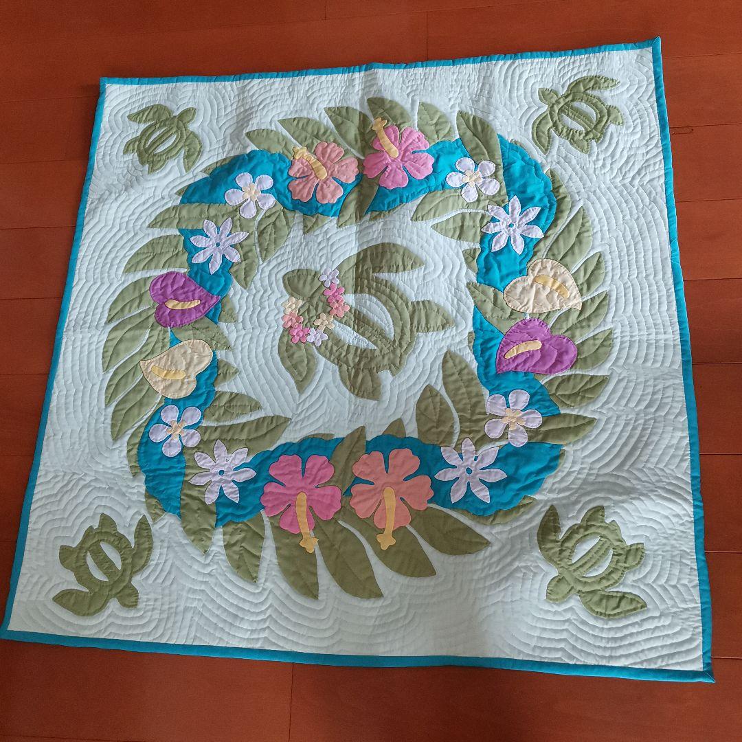 ハワイアンキルト 花と葉のデザイン 約100cm