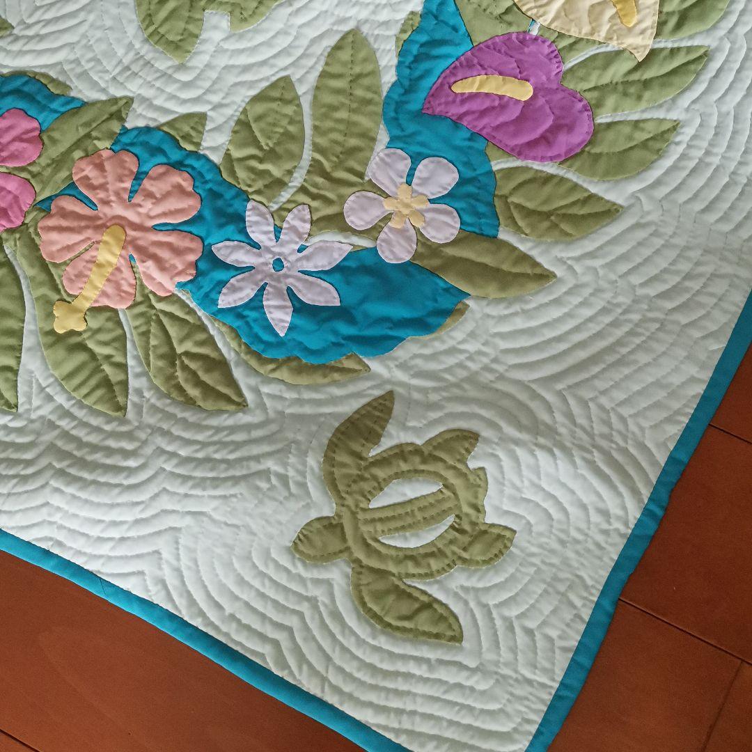 ハワイアンキルト 花と葉のデザイン 約100cm