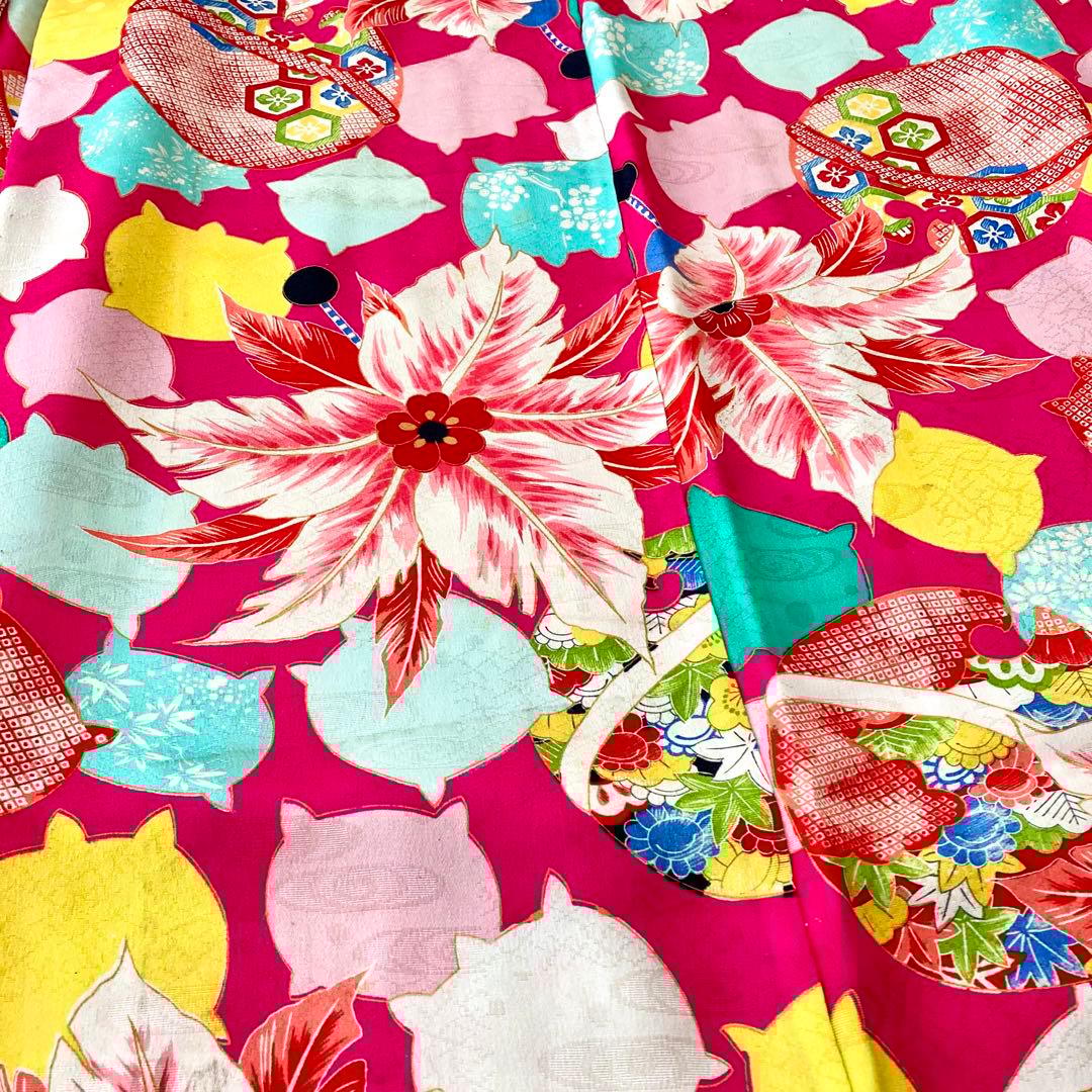 マゼンダ　長襦袢付き　アンティーク　女の子　子供着物