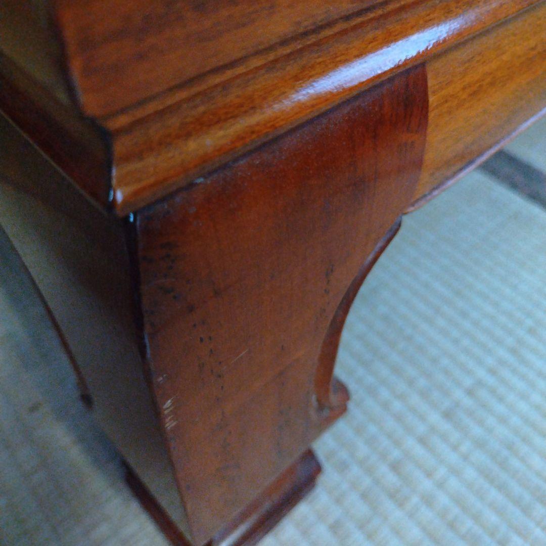 天然木化粧合板テーブル　座卓木彫り　居酒屋割烹料理屋旅館掘り出し物