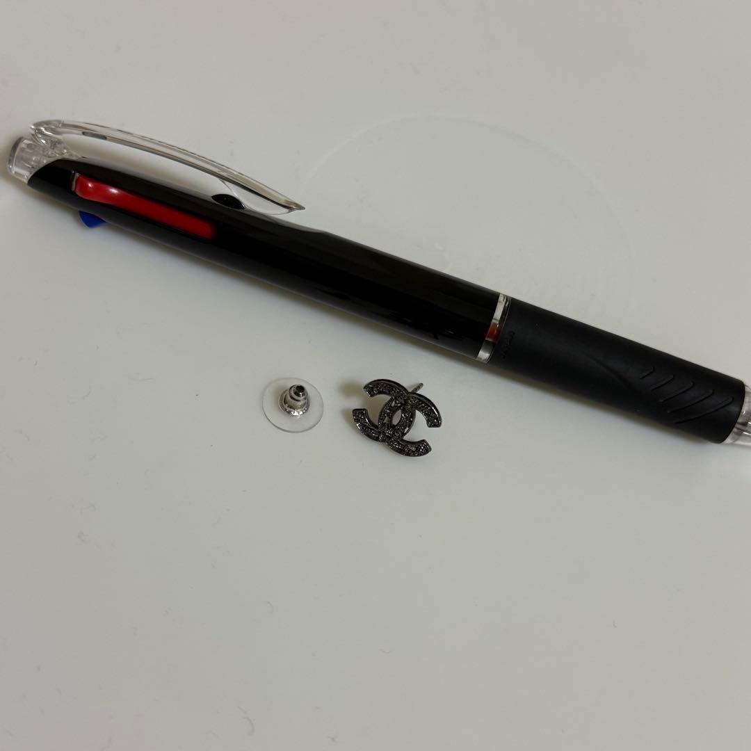 正規 CHANEL シャネル CCマーク ロゴ ピアス ツイード ブラック 片方