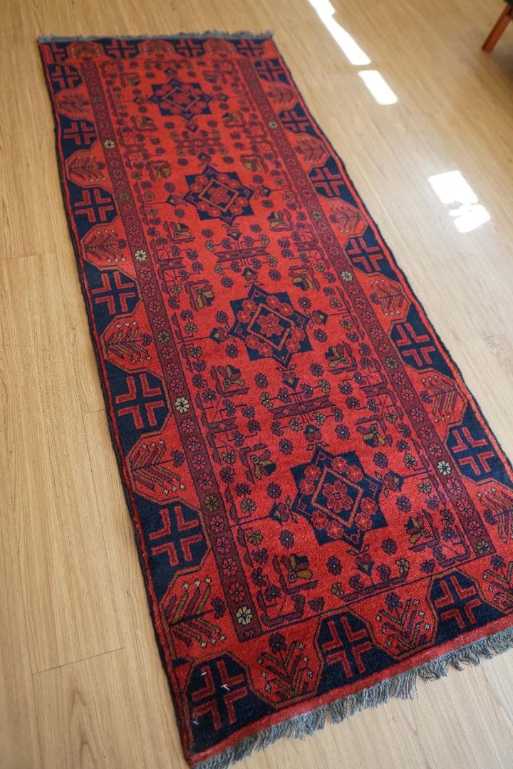 アフガニスタン手織り絨毯 カールモハメディ ランナー ペルシャ