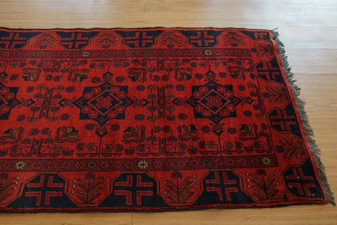 アフガニスタン手織り絨毯 カールモハメディ ランナー ペルシャ