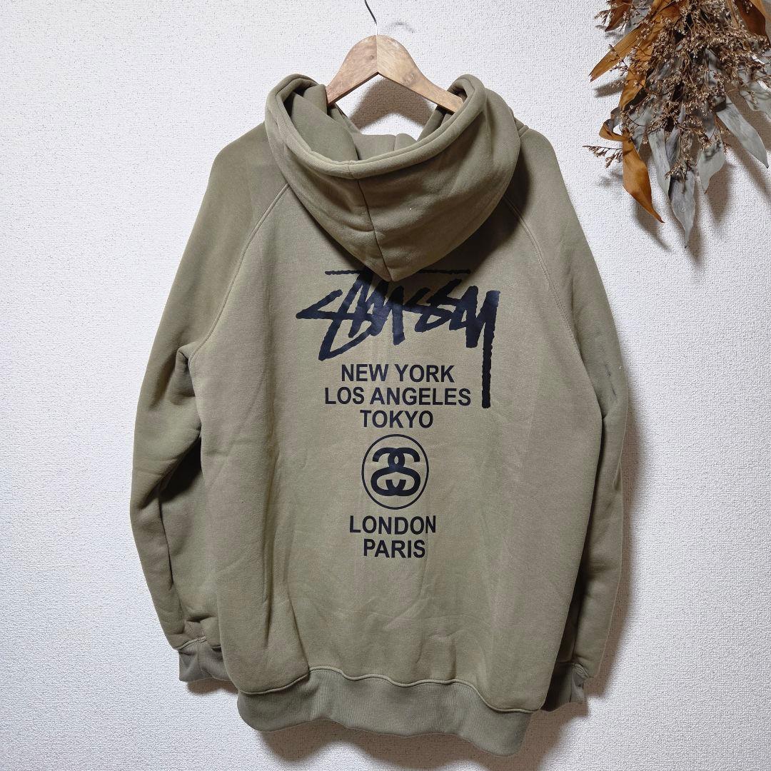 Stussy/フルジップパーカー/カーキ/ステューシー/los angeles