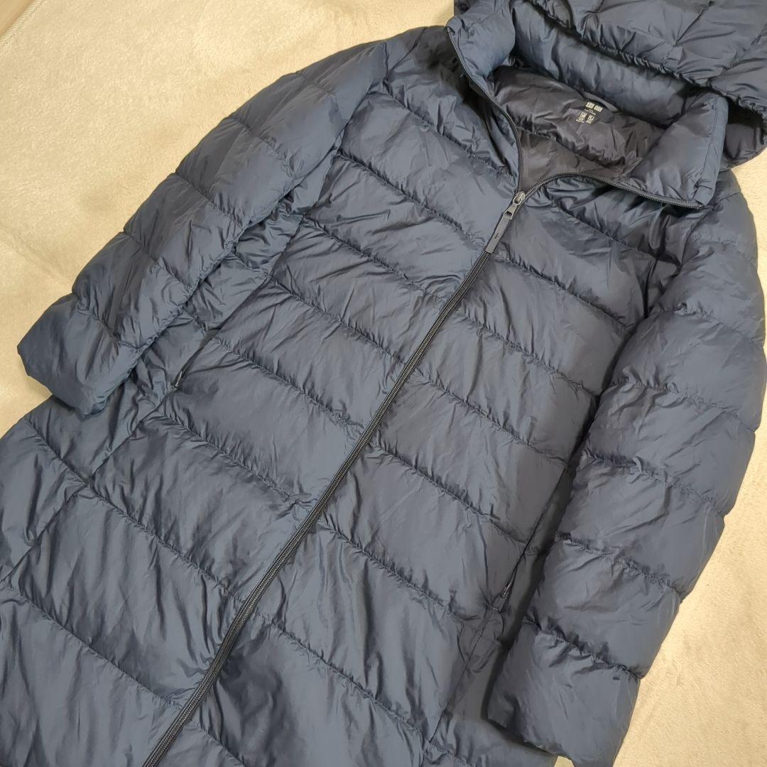 美品 ユニクロ ウルトラライトダウン コート XXL ネイビー 大きいサイズ