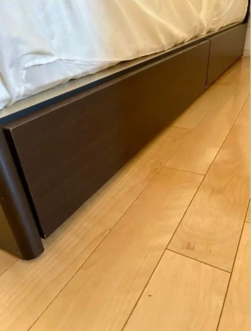 ★送料込★ セミダブル　ベッドフレーム　２台　ASLEEPウォルナット　左収納②