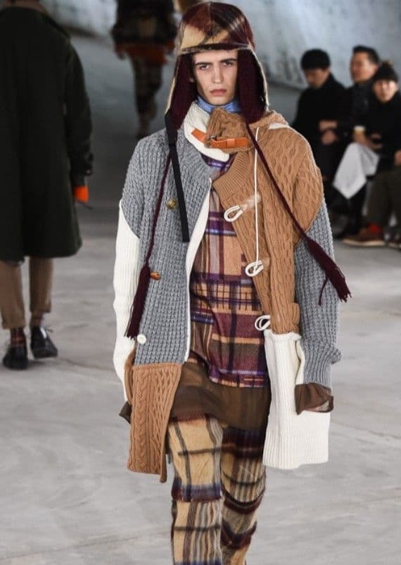 Sacai サカイ 切替ニットコート　ケーブルニット　size.1