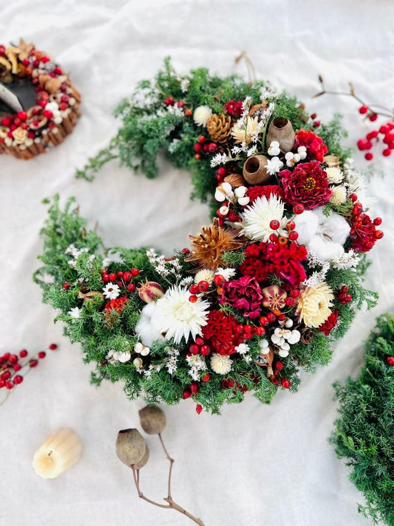 リース　クリスマス　クリスマスリース　ドライフラワー　しめ縄　クリスマスツリー