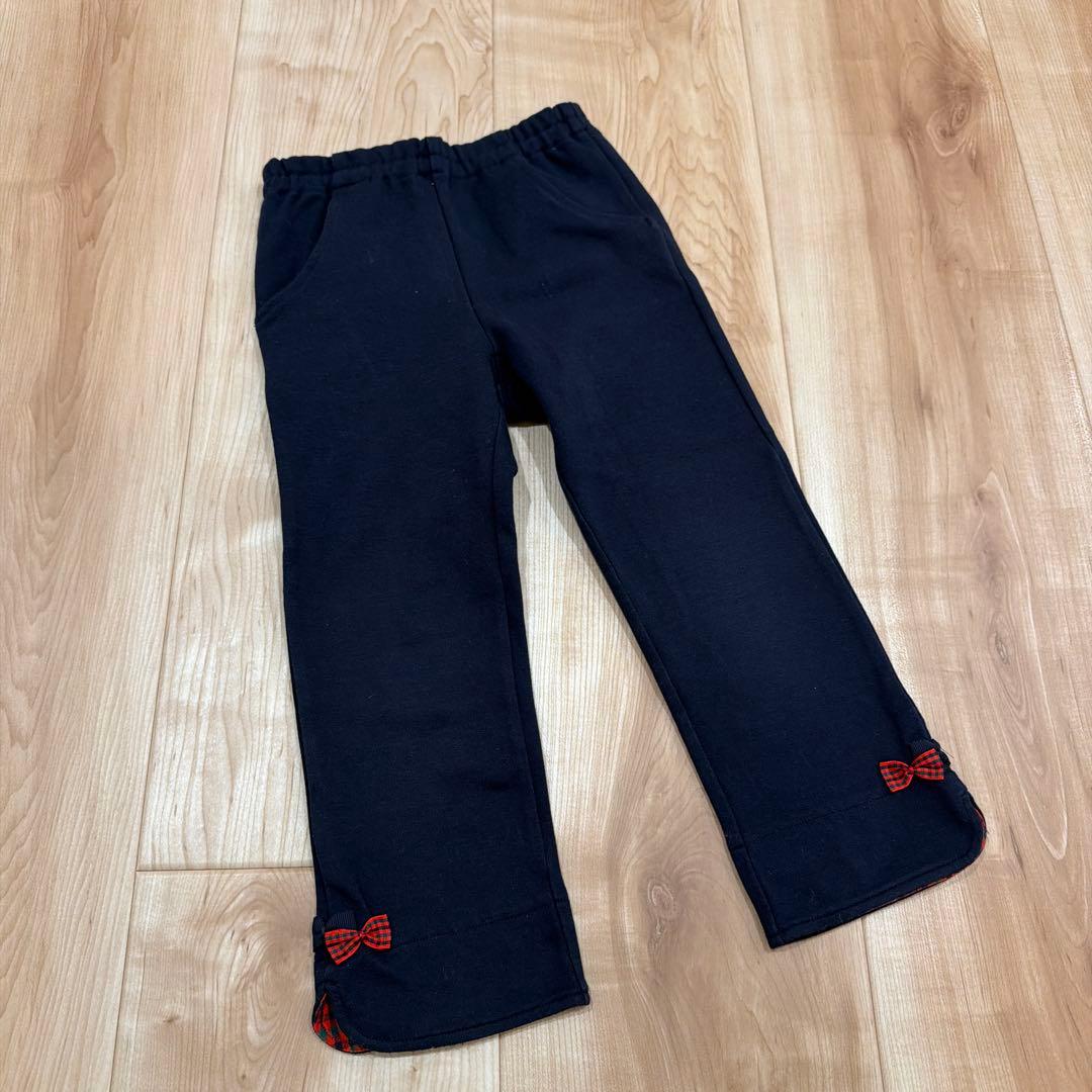 familiar 110cm ファミリアチェックリボンの上下セット