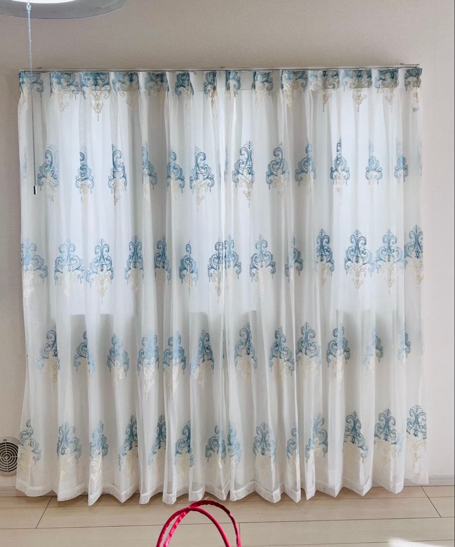 大サービス　レースカーテン　オーダーカーテン　フリル付き 2枚組　100※200