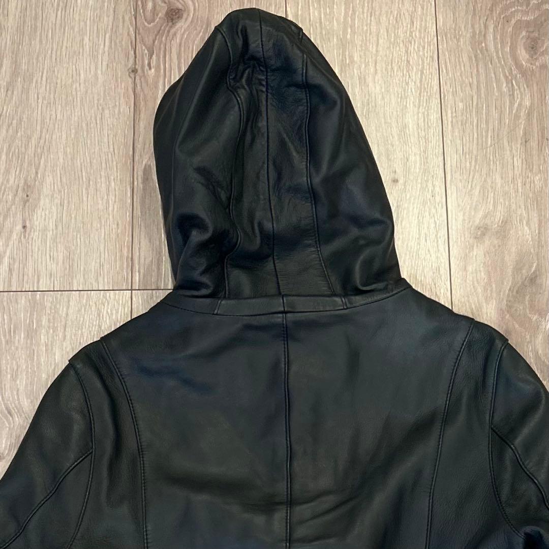 本革　STUDIOUS ラムレザー フーデッドライダース 黒 1（S）日本製　黒