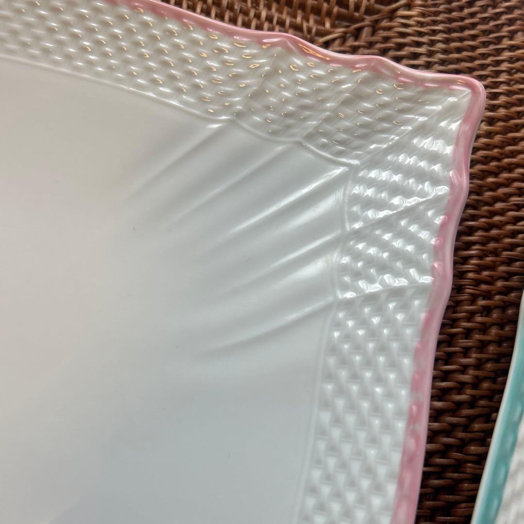 リチャードジノリ 2枚 ベッキオホワイト 22cm レア スクエア プレート 皿