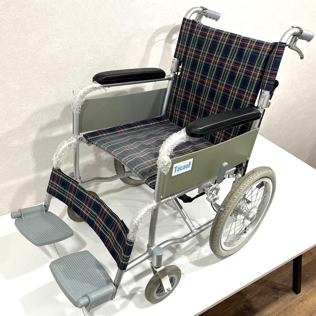 h432 新品　幸和製作所　介護用車椅子　介助式車椅子　チェック柄　軽量　車いす