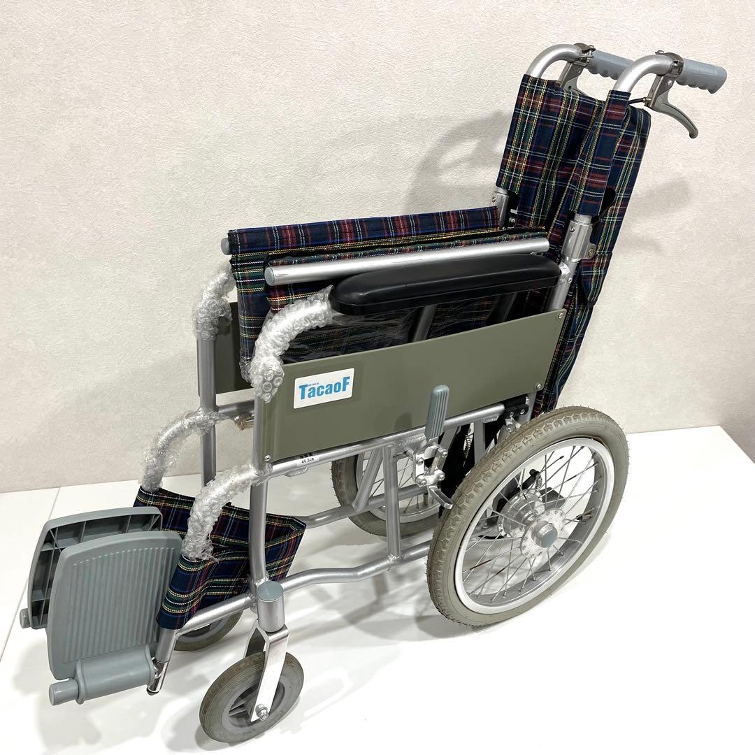 h432 新品　幸和製作所　介護用車椅子　介助式車椅子　チェック柄　軽量　車いす