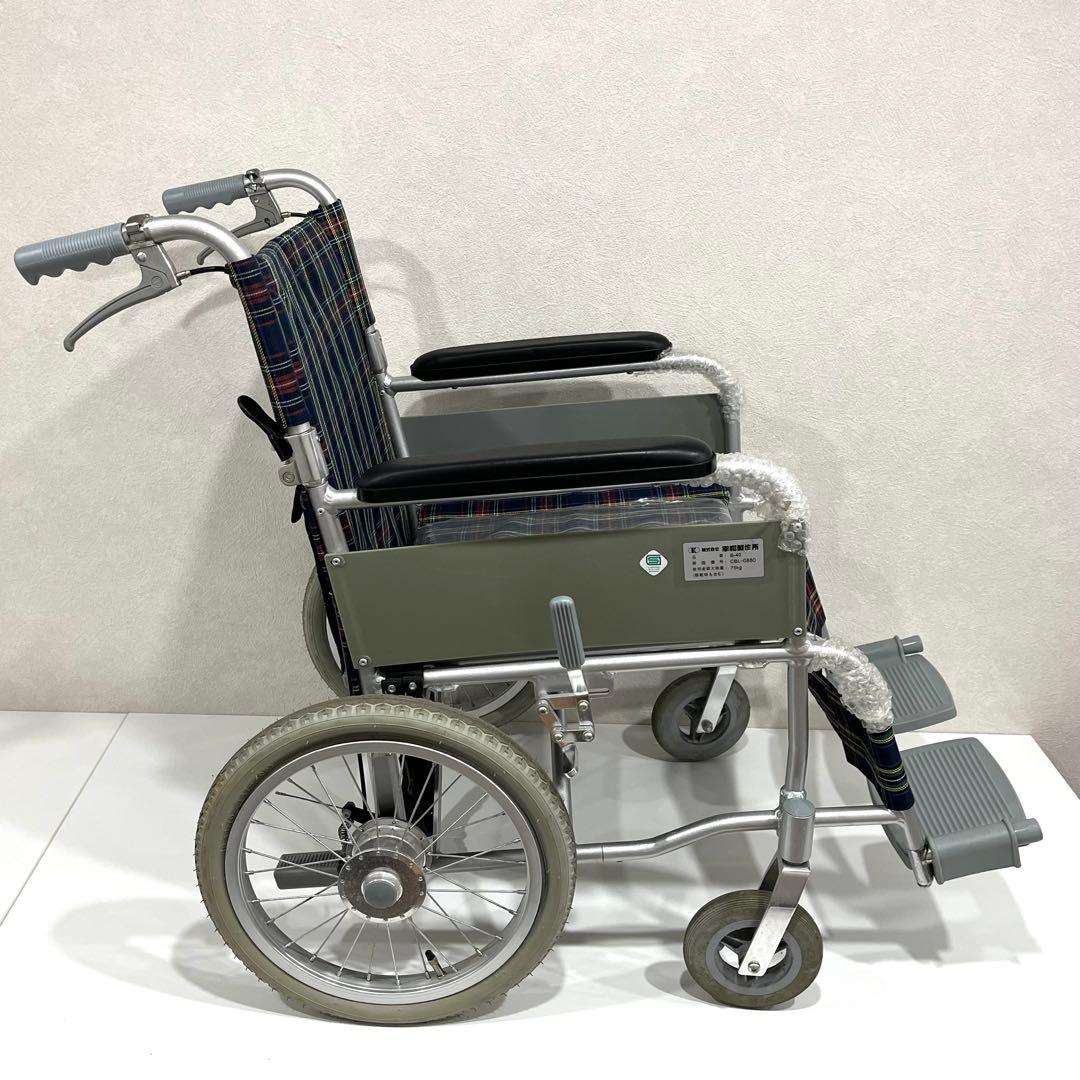 h432 新品　幸和製作所　介護用車椅子　介助式車椅子　チェック柄　軽量　車いす