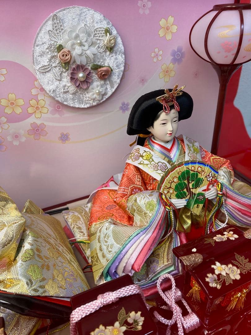 東京久月　雛人形アクリルケース入り親王飾り・間口約５６×奥行約３１×高さ約３４㎝