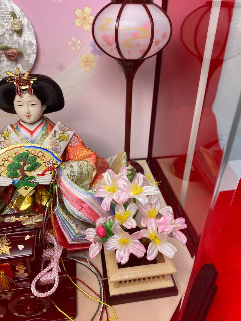 東京久月　雛人形アクリルケース入り親王飾り・間口約５６×奥行約３１×高さ約３４㎝