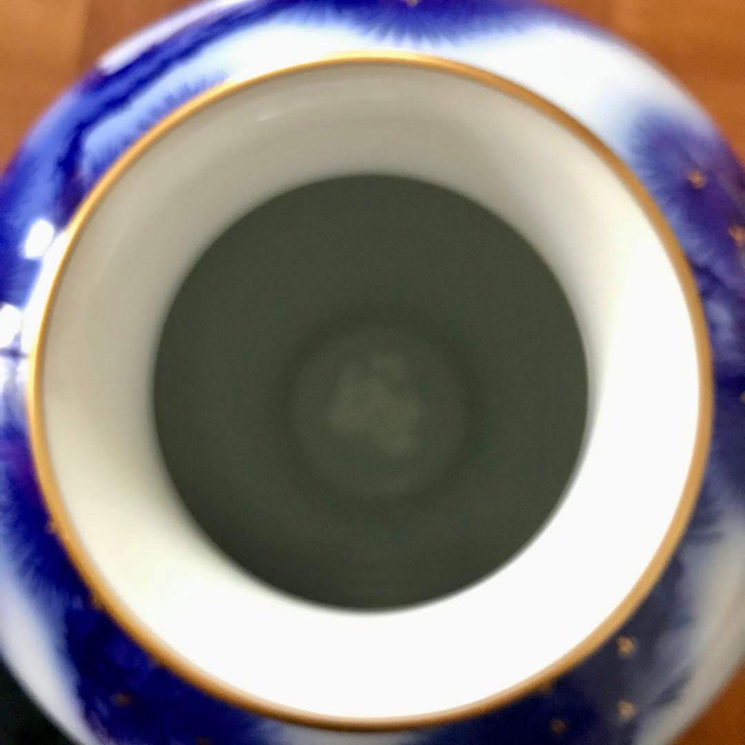 香蘭社　花瓶　染錦模様　老松文