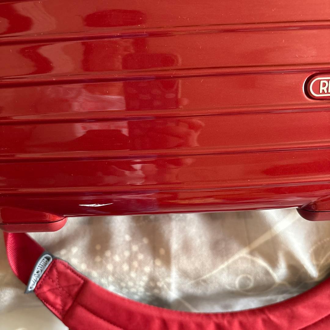 赤いストライプボストンバッグ