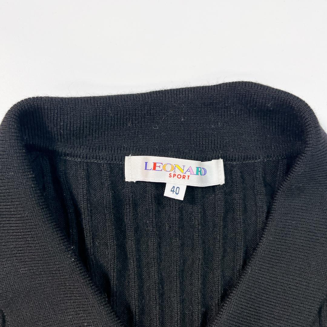 レオナールスポーツ ニット ワンピース 黒 40 L ポロニット