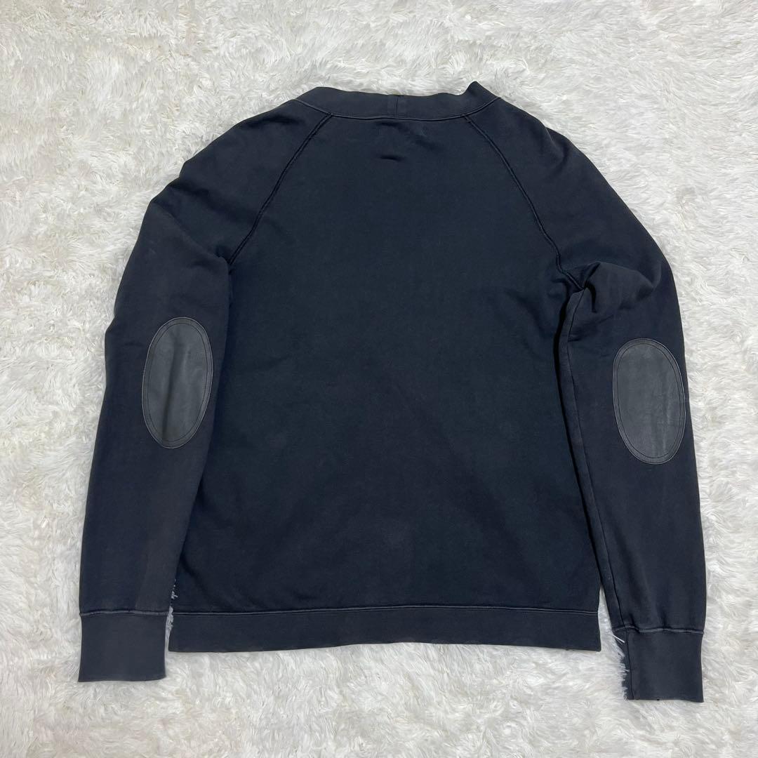 PRADA Vネック カーディガン ボタン エルボーパッチ グレー M