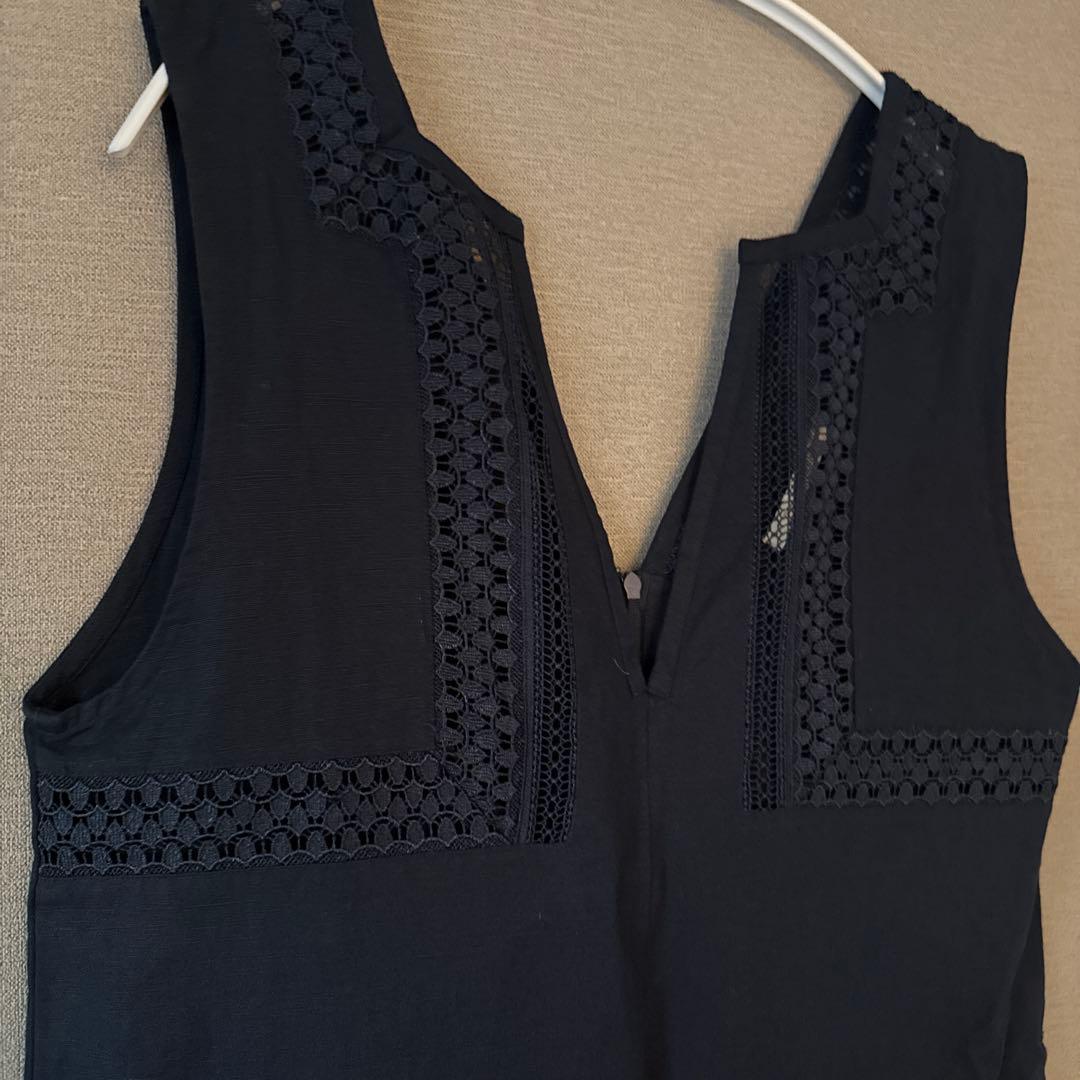 えいこ　ヌキテパネイビー Vネック ロングサロペット