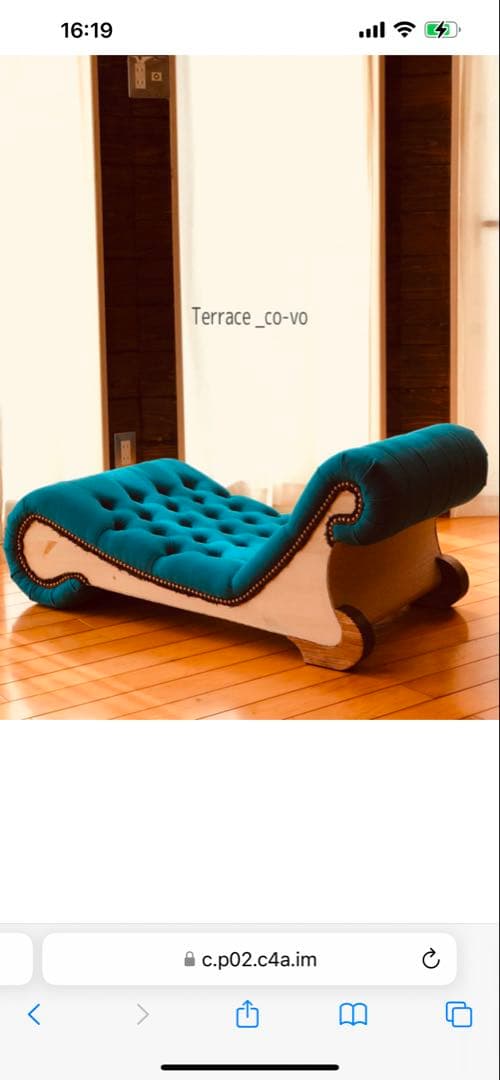 Phoya様　Terrace_co-vo ターコイズ ボタン留めソファ