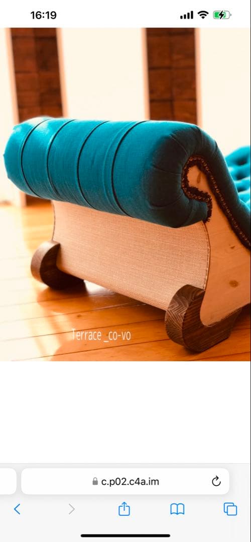 Phoya様　Terrace_co-vo ターコイズ ボタン留めソファ