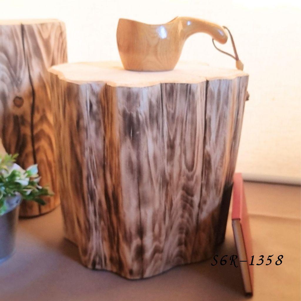 ナチュラルウッドの切株テーブル・スツール ひのき炙り