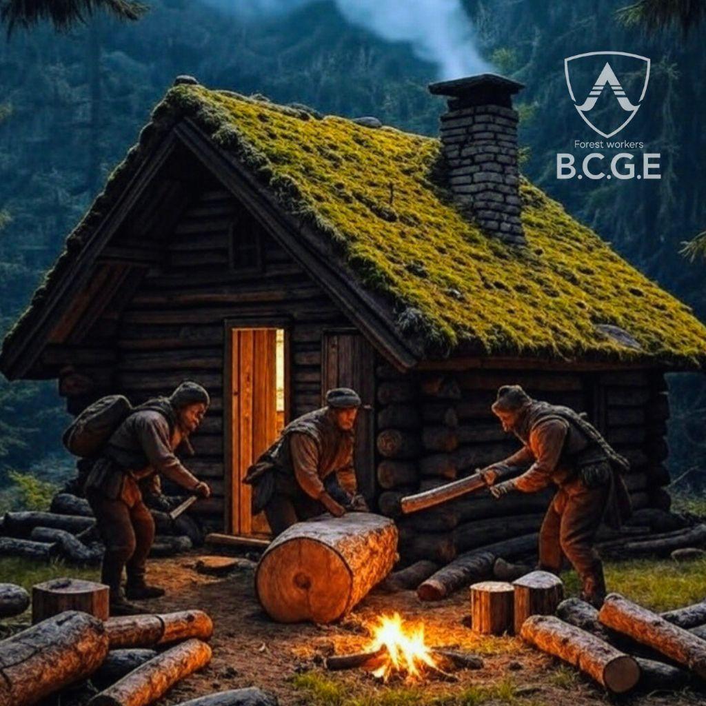 ナチュラルウッドの切株テーブル・スツール ひのき炙り