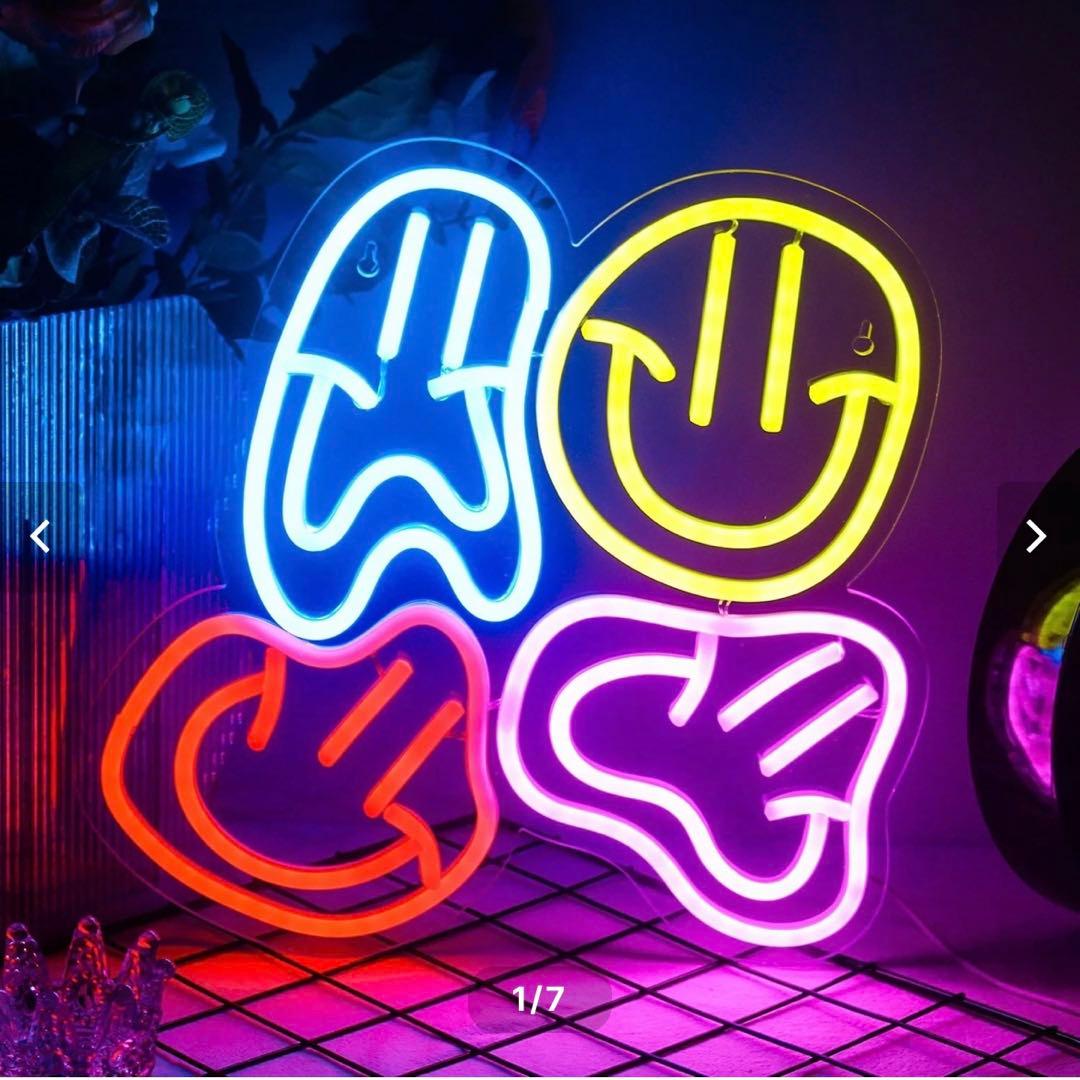 特大 LEDライト ネオンサイン 看板 スマイリーフェイス スマイル