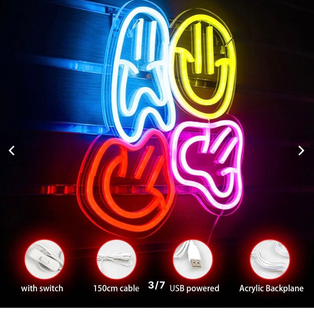 特大 LEDライト ネオンサイン 看板 スマイリーフェイス スマイル