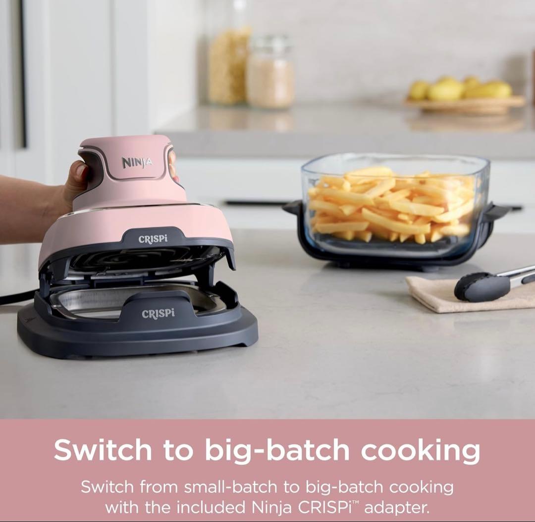 ninja crispi エアフライヤー　ガラスポータブル調理システム　ピンク