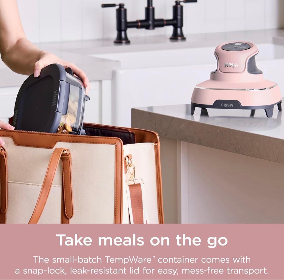 ninja crispi エアフライヤー　ガラスポータブル調理システム　ピンク