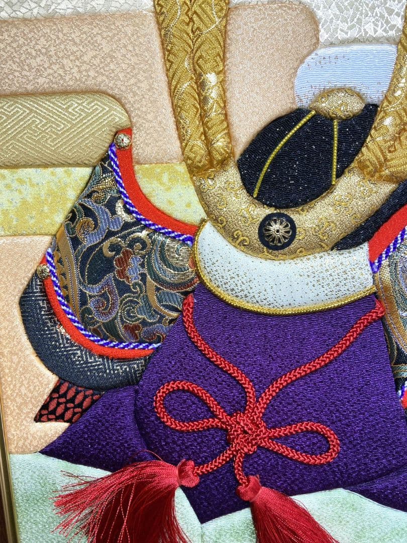 ハンドメイドきめこみ　金欄の慶雲兜特大サイズ