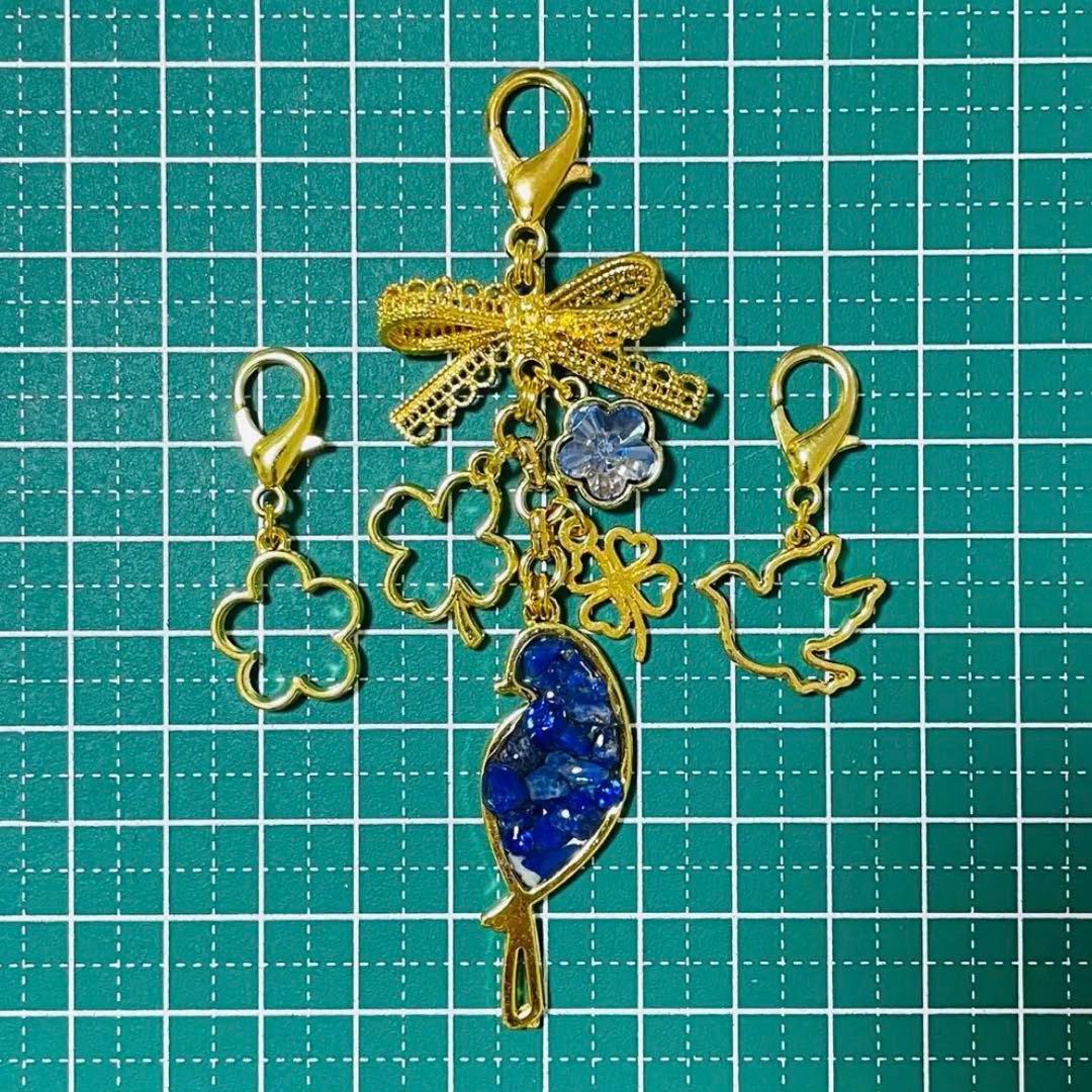 幸せ の 青い鳥 チャーム 3点set ラッキー クローバー