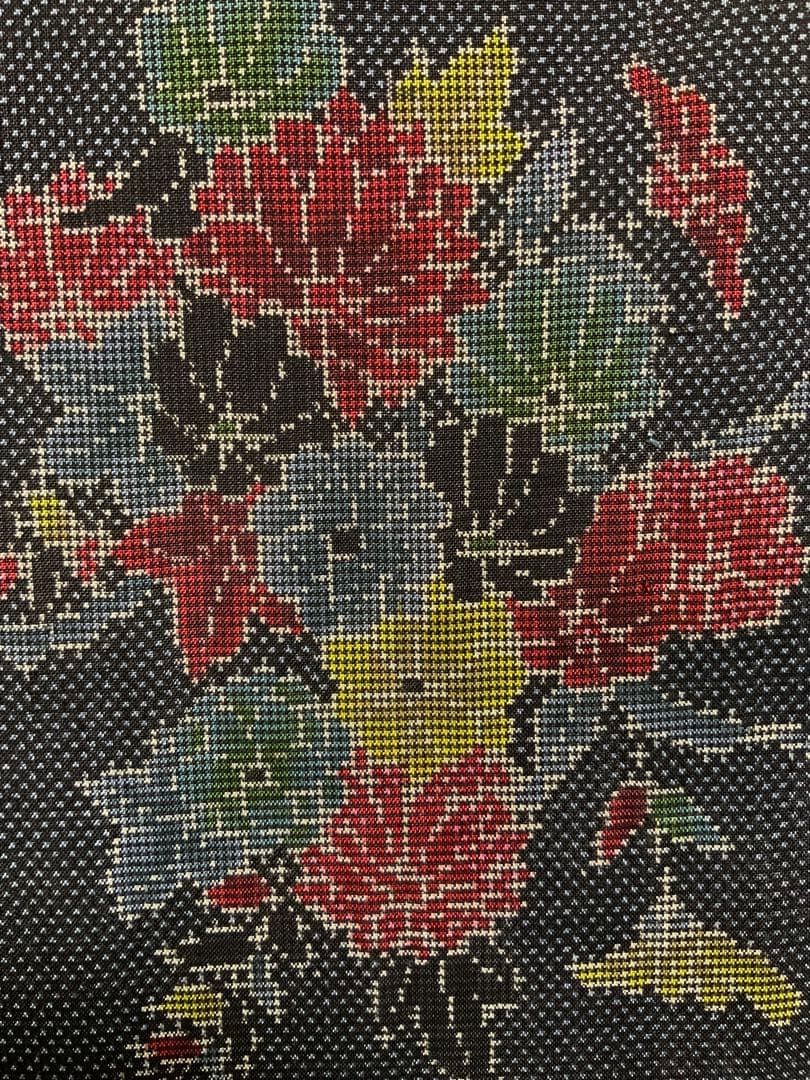 正絹 本場大島紬 7マルキ 草花文  36×111　#487