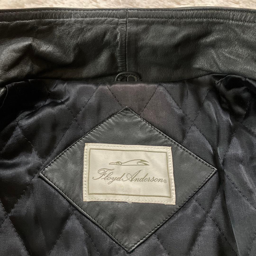 美品90s レディースレザージャケット黒牛革100% 内ポケット付リスト調整可能