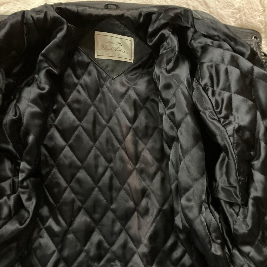 美品90s レディースレザージャケット黒牛革100% 内ポケット付リスト調整可能