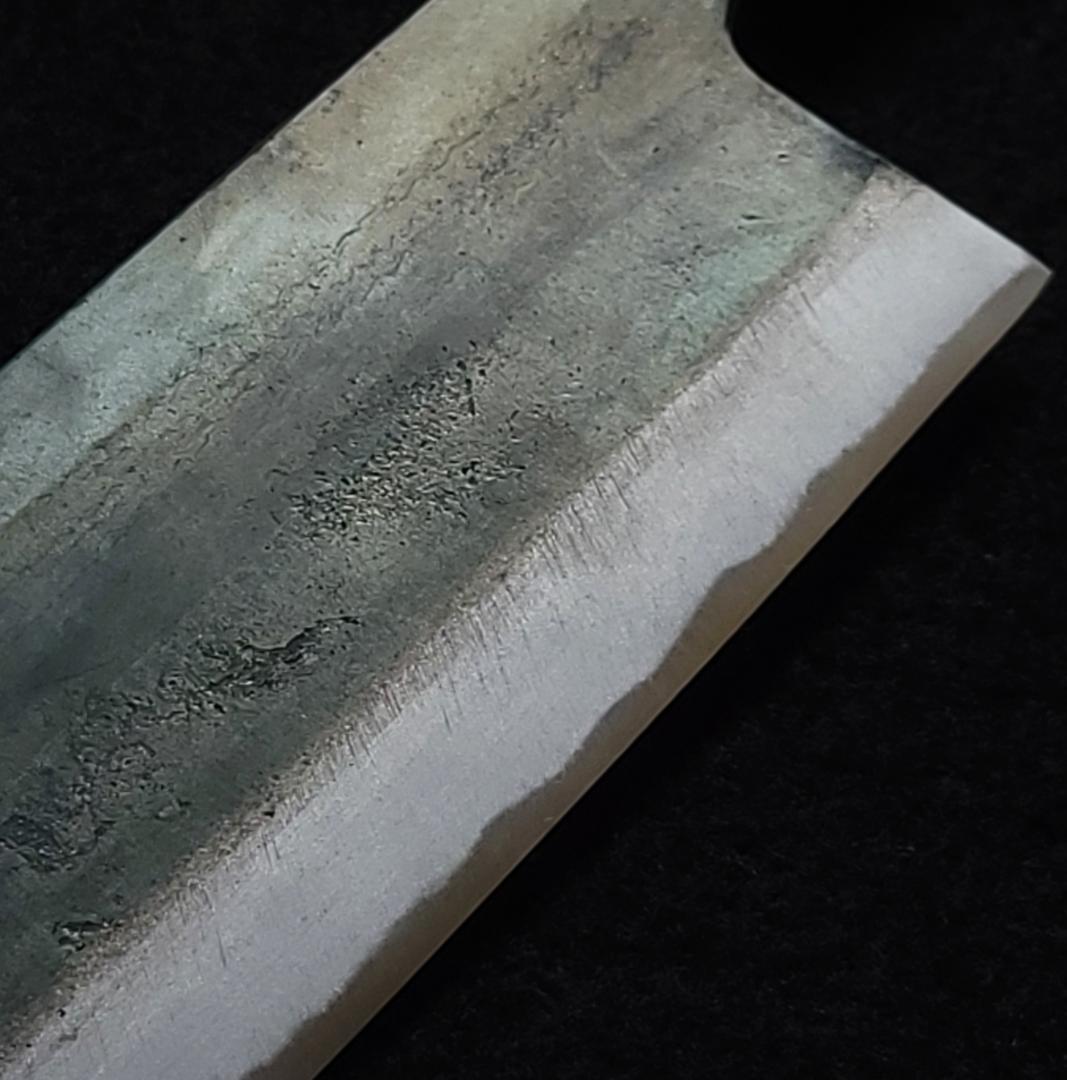 白紙1号 黒打 菜切（万能）包丁 165㎜ #1329 焼柄 月光作