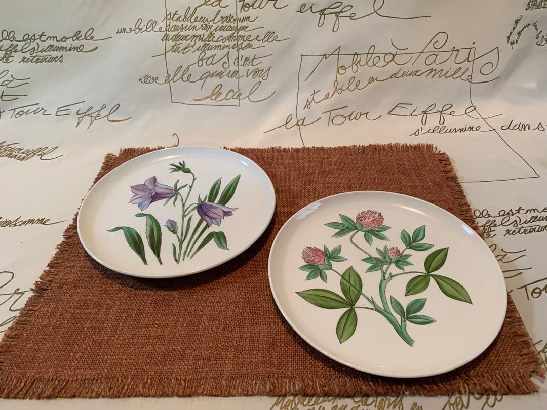 ロールストランド　レアなビンテージの可愛手書きフローラシリーズのお皿2枚セット！