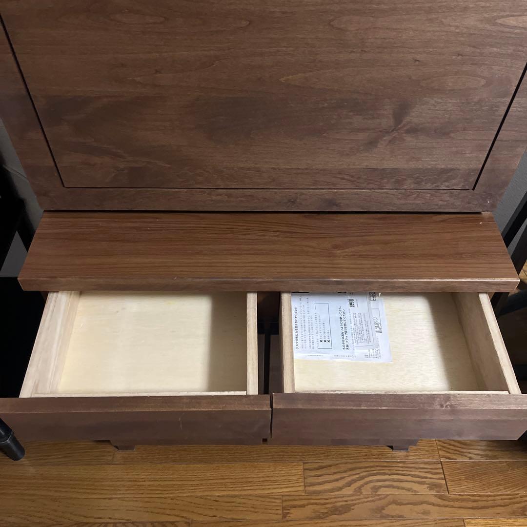 【日本製】天然木アルダー材 ライティングビューロー 幅70cm ウォールナット色