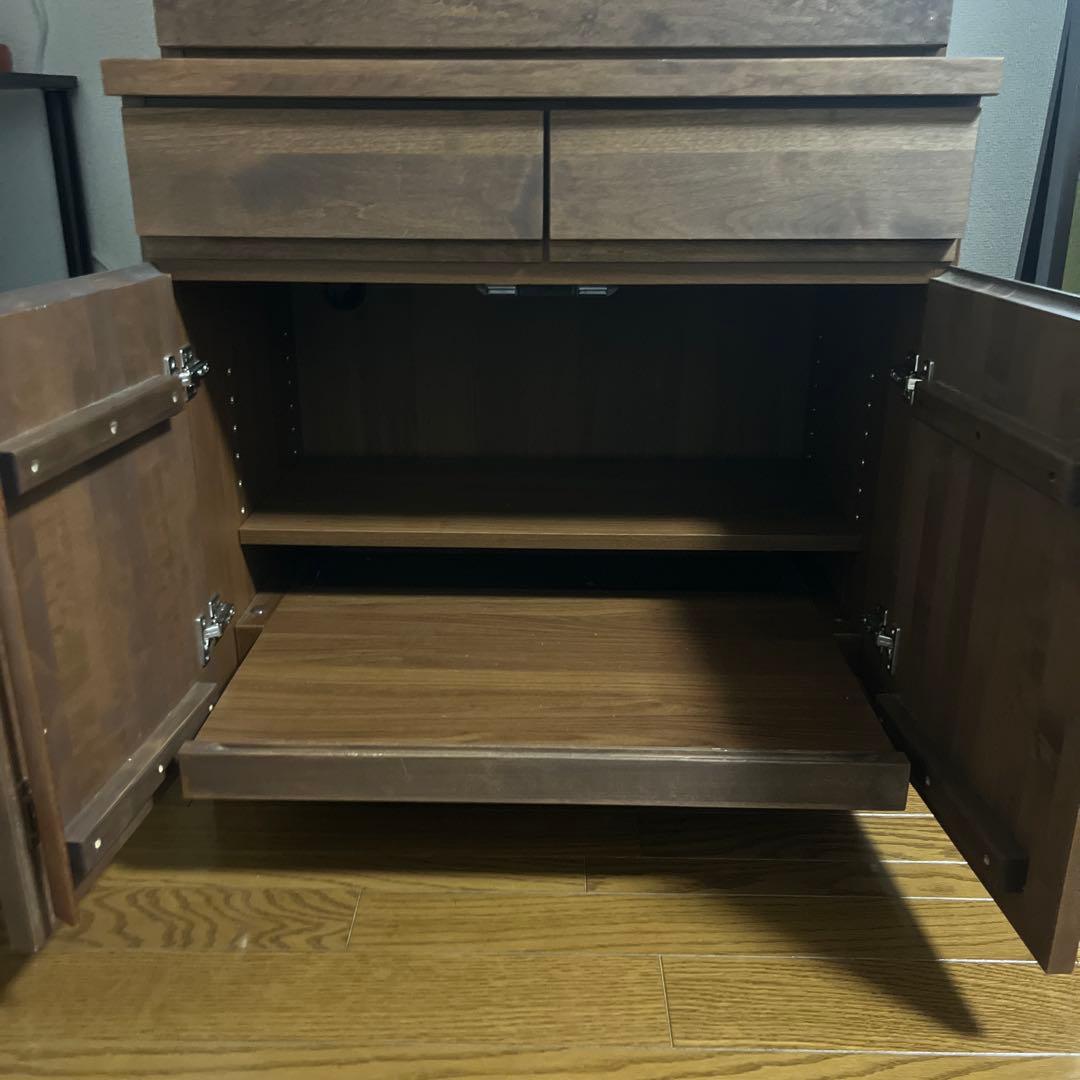 【日本製】天然木アルダー材 ライティングビューロー 幅70cm ウォールナット色