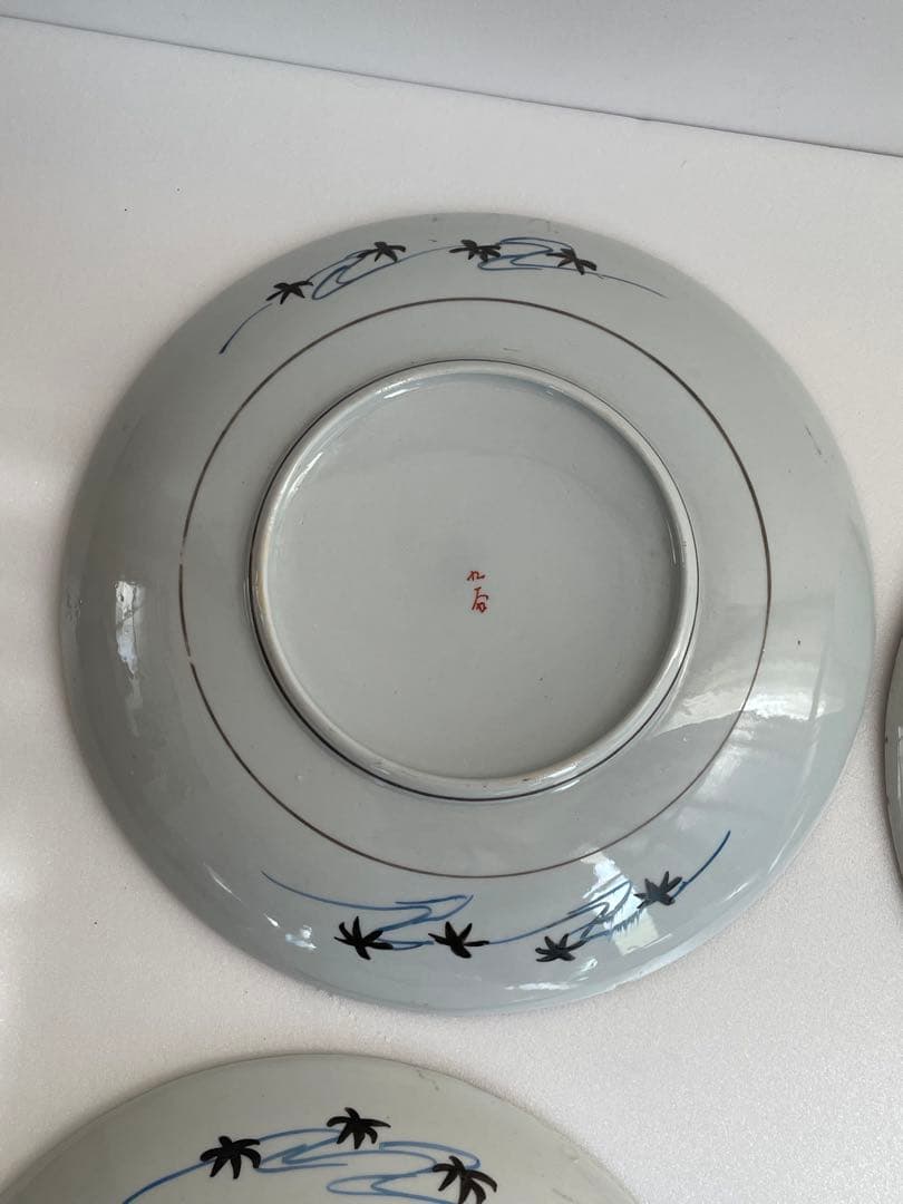 ①明治時代 九谷焼 人物図八寸皿 五客　お皿/大皿/中皿/アンティーク