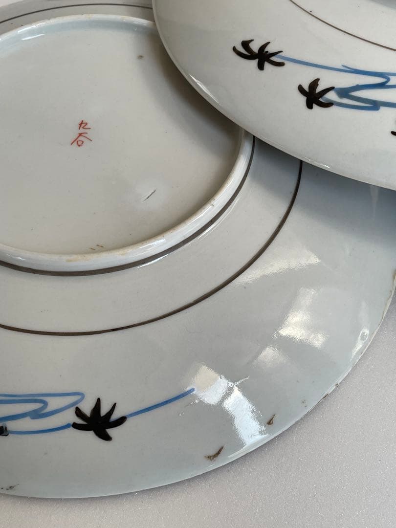 ①明治時代 九谷焼 人物図八寸皿 五客　お皿/大皿/中皿/アンティーク