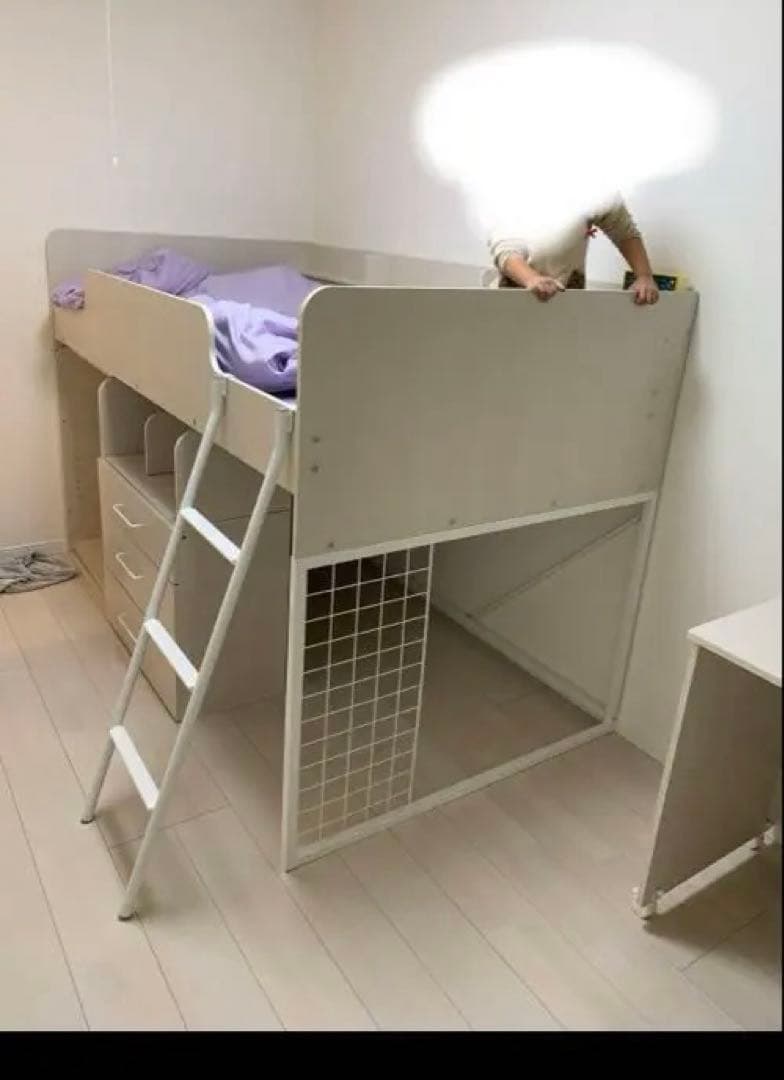 ホワイト ロフトベッド 秘密基地 ニトリ シングル
