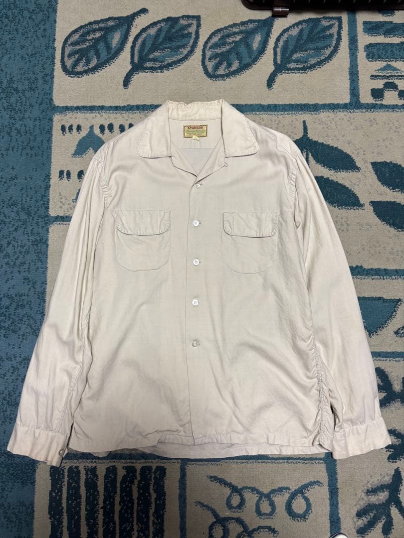 50-60s USA製 McGREGOR マクレガー開襟シャツ ウールレーヨンL